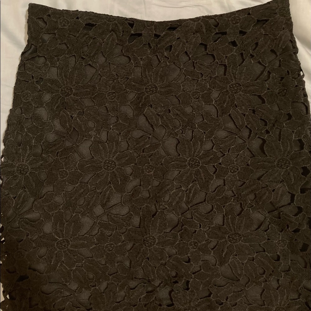 Black lace high rise skir